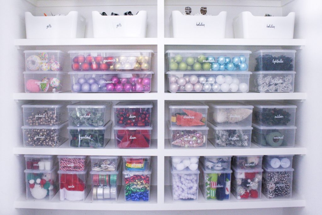 christmas decor storage bins