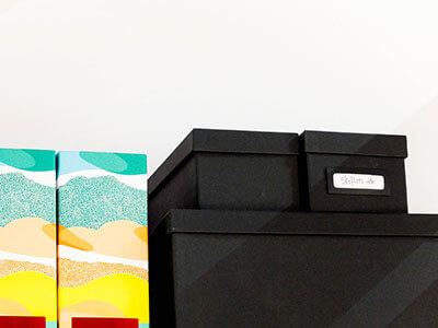 Sorted, labeled, and color-coded boxes